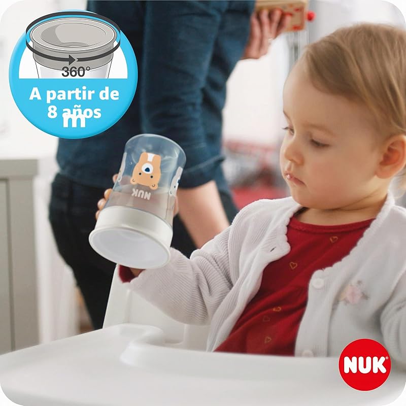 Aprenda a beber caça com treinador, aprendiz (mais de 6 meses), copo mágico 360° (8 meses a partir do jogo) e copo de ação para crianças pequenas (12 meses +), 230 ml, sem BPA, gato amarelo