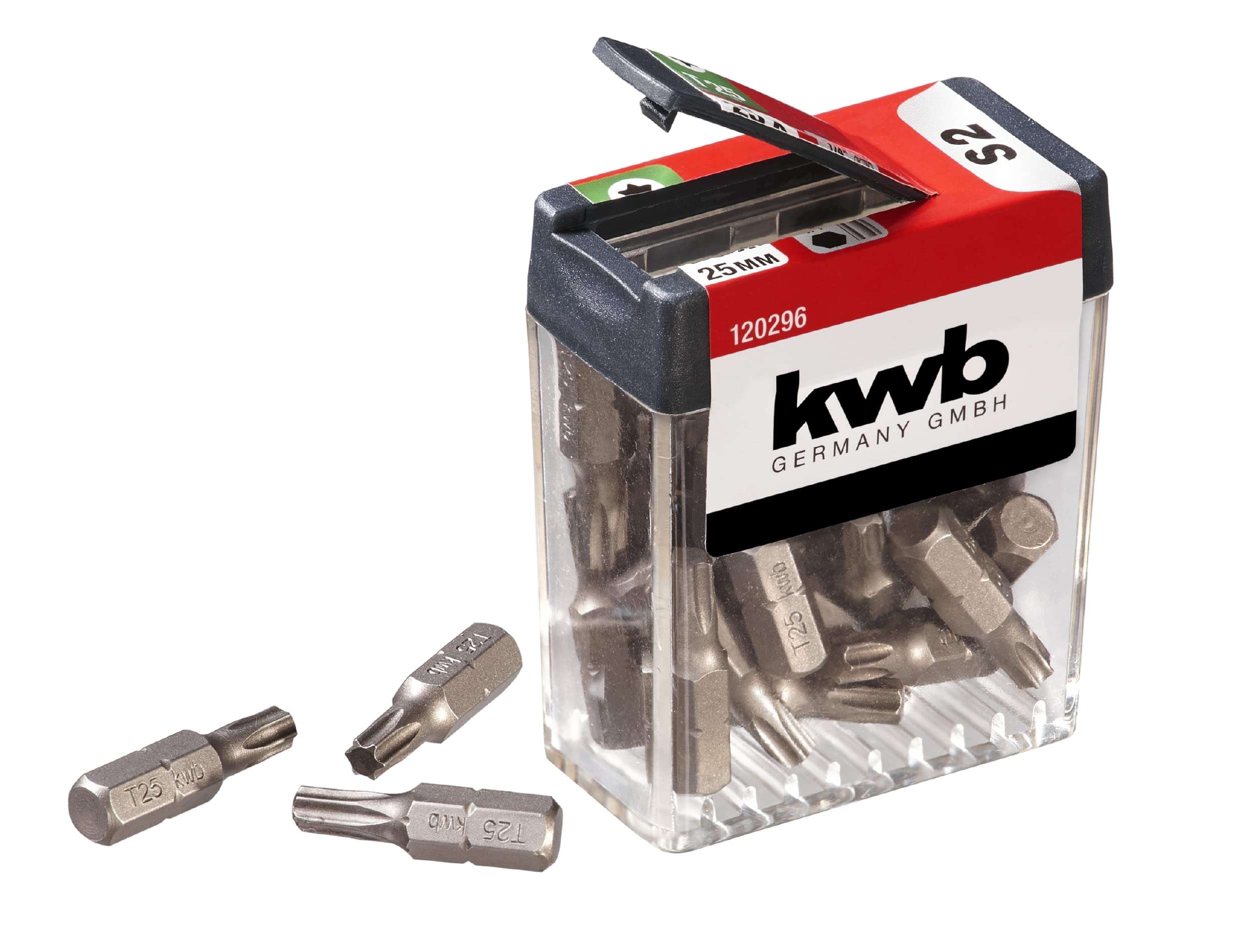 KWB BITS DISPENSER BOX - 25-PIECE T25 BIT SET, 25MM LENGTH, 1/4" DIAMETER, TORX ATTACHMENT, SUITABLE FOR ALL CORDLESS SCREWDRIVERS