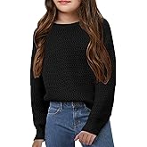 Girls Knit Sweaters Kids Fashion Chunky Crewneck Pullover Jumper Tops 5-14 Years