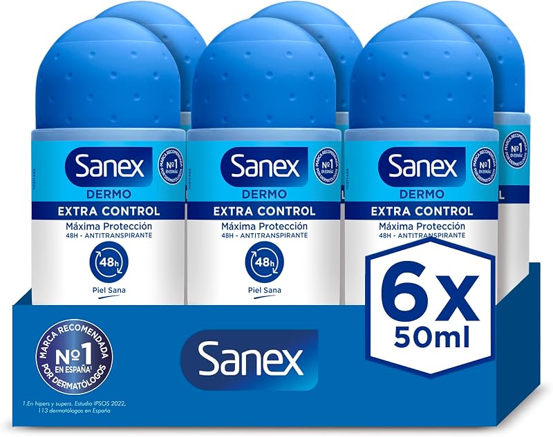 Dermo Extra Control, Desodorante Roll-On, Pack 6x50ml