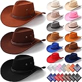 Coume 30 Pieces Western Cowboy Hat Costume Accessories Paisley Bandanna Set Cowgirl Hats Bulk for Adult Women Men Dress Party