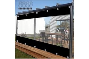 Outdoor Waterproof Tarp Curtains, Garden Pergola Patio Porch Gazebo Transparent Tarpaulin Side Panels, PVC Weatherproof Black