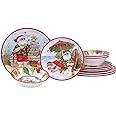 Certified International Santa's Wish Melamine 12 Piece Dinnerware Set, Service for 4, Multicolor