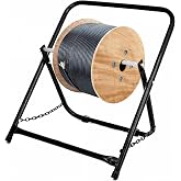 AdirPro Single Axle Cable Reel Caddy | Industrial Steel Wire Dispenser | Holds Reels Up to 20" Diameter &amp; 100 lb Capacity | Black