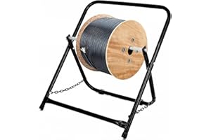 AdirPro Durable Single Axle Cable Caddy - Commercial Industrial Grade Steel Wire Rack Dispenser - Compact Design Holds Cable Reels Up to 20" Diameter and 100 Lb Capacity - (Black)