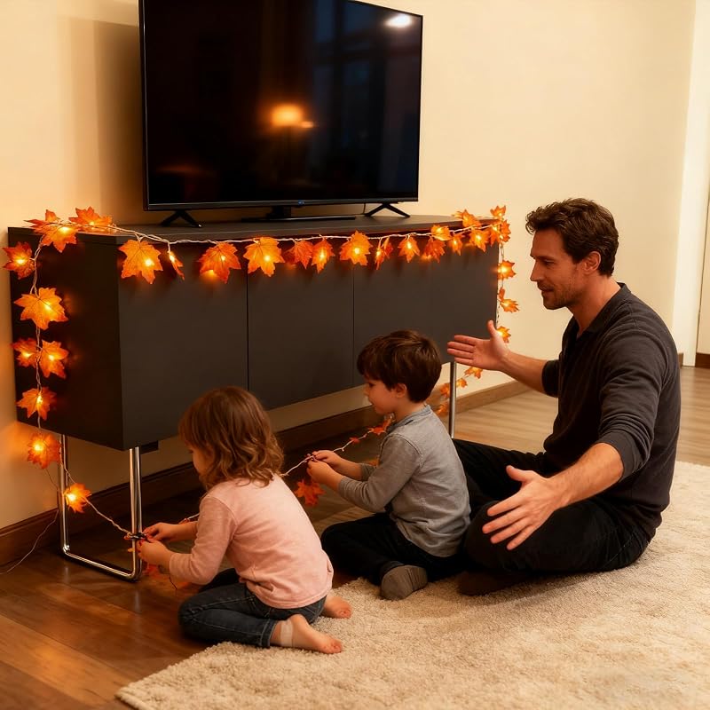 Guirnalda de luces AdalyRoma con hojas, 2,5M 20LED hojas de arce