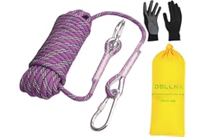 Dellna Outdoor Static Climbing Rope for Adults - High Strength Rope for Rock Climbing, Tree Climbing, Hiking, Arborist, Rescue & Camping - (10m/32ft, 20m/64ft, 30m/96ft)