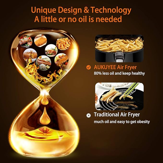 Amazon.com: AUKUYEE Air Fryer Oil Less Cooker with Touch Screen Control, Dishwasher Safe, Recipes, 5.6QT/1800W for Fast, Healthy Cooking(Black) XL: Kitchen ...