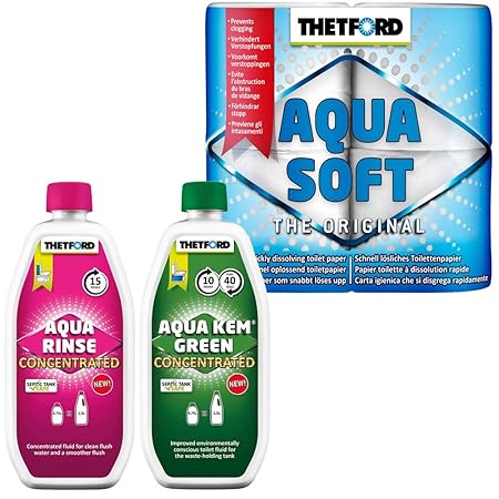 Thetford Set WC-Chemie Aqua KEM Green Concentrated+Aqua Rinse Concentrated+Papier Aqua Soft