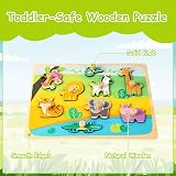 Funsland Wooden Animal Peg Puzzles for Toddlers Montessori Learning view 4