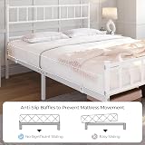 Yaheetech Double Metal Bed Frame 4ft6 with Headboard Footboard White view 6