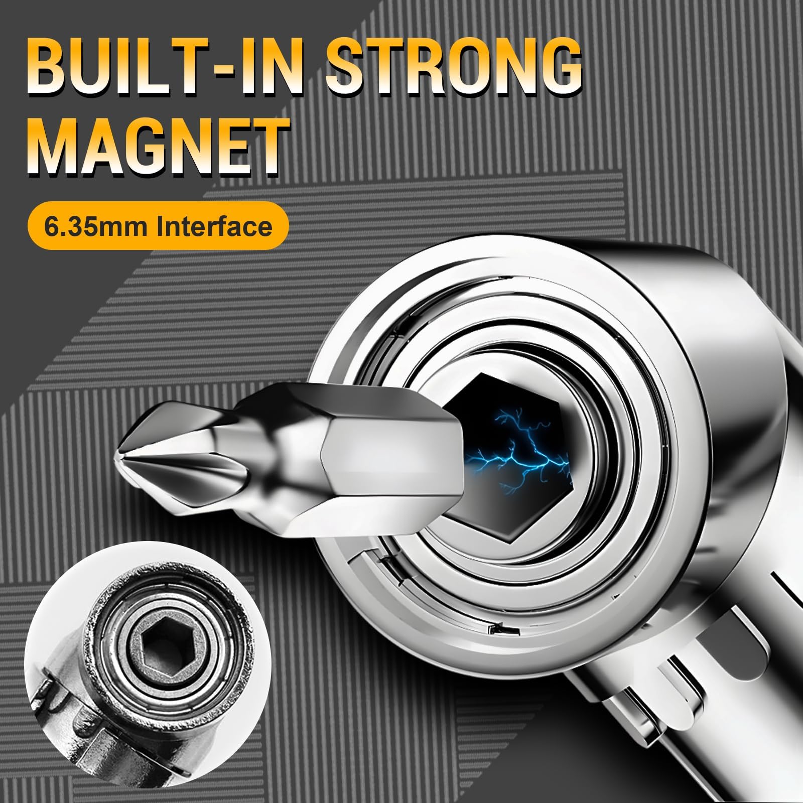 2025 Neu Corner Tool Screw,105° Winkelschrauber Vorsatz Adapter,Hub with Multi-function Bend Screwdriver Bit, 1/4-Zoll Sechskantschaft Winkelbohraufsatz, für Garage, Bauarbeiter (Kurz) 3