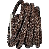 Cords Craft® | 5mm 3 Ply Genuine Flat Leather Cord for Jewelry Making Bracelet Necklace Beading | Roll of 5 Meters Hand Braided Leather Cording (Dark Brown, 10.93 Yards)
