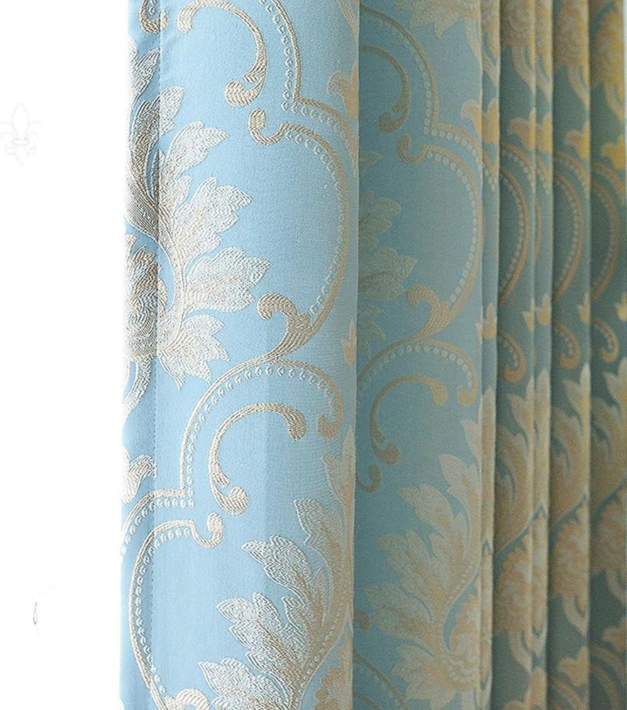 Curtains & Drapes Blackout Curtains Blue Jacquard Polyester For Window Treatments Finished product Living Room Grommet top One Panel, 1pc(200 * 270 cm