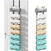 HapiRm Over The Door Towel Rack - 8 Tier Wall Mount Rolled Towel Holder Storage Organizer Shelf with Storage Basket for Small Bathroom, Rv, Camper - Black