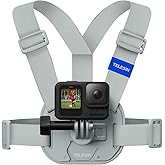 TELESIN Magnetic Chest Mount Quick Release Harness Strap Mount with Thick Cushion Compatible with Go Pro Hero 13 12 11 10, Insta360 X5, DJI Osmo Action 6 5 Pro Nano Action Cameras Comfort & Balance