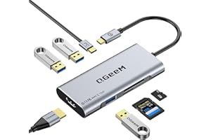 USB C Hub, QGeeM USB C to HDMI Adapter 4k, 7 in 1 USB C Dongle with 100W Power Delivery,3 USB 3.0 Ports, SD/TF Card Reader, Compatible for iPhone 15 Promax MacBook Ipad HP Dell and More Type C Device