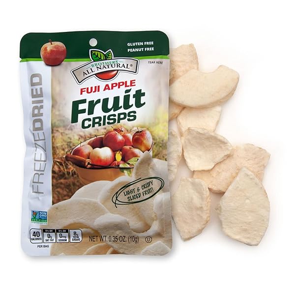 BROTHERS ALL NATURAL FREEZE DRIED FRUIT CRISPS, FUJI APPLE, 0.35 OZ (PACK OF 12), MADE WITH 100% FRUIT, GLUTEN FREE, SOY FREE, VEGAN, HEALTHY SNACK, LUNCH BOX READY | PACKAGING MAY VARY