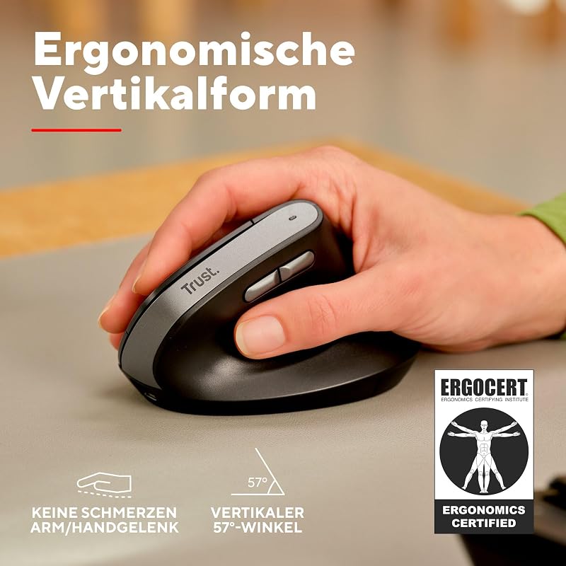 Yuno Wiederaufladbare Vertikale Maus, Kabellose Ergonomische Maus