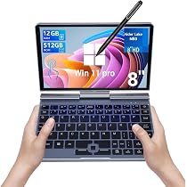 KOOSMILE Mini laptop, laptop pequeno Win11 Pro 20.3 cm HD Touch