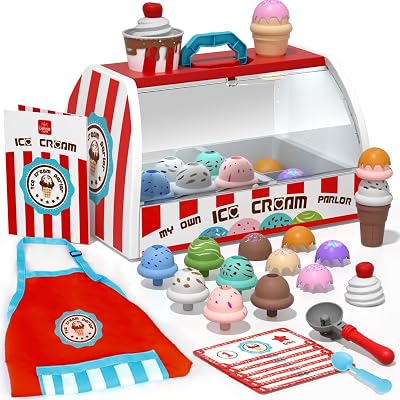 Lehoo Castle Ice Cream Toys for Kids 28pcs Counter Set Pretend Play 3+