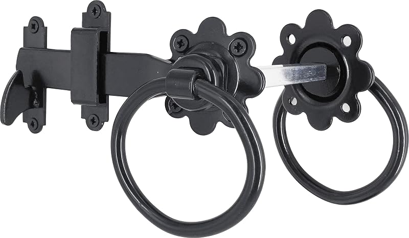 IRONTITE Ring Gate Latch Heavy Duty Gate Latch for Wooden Gates Black