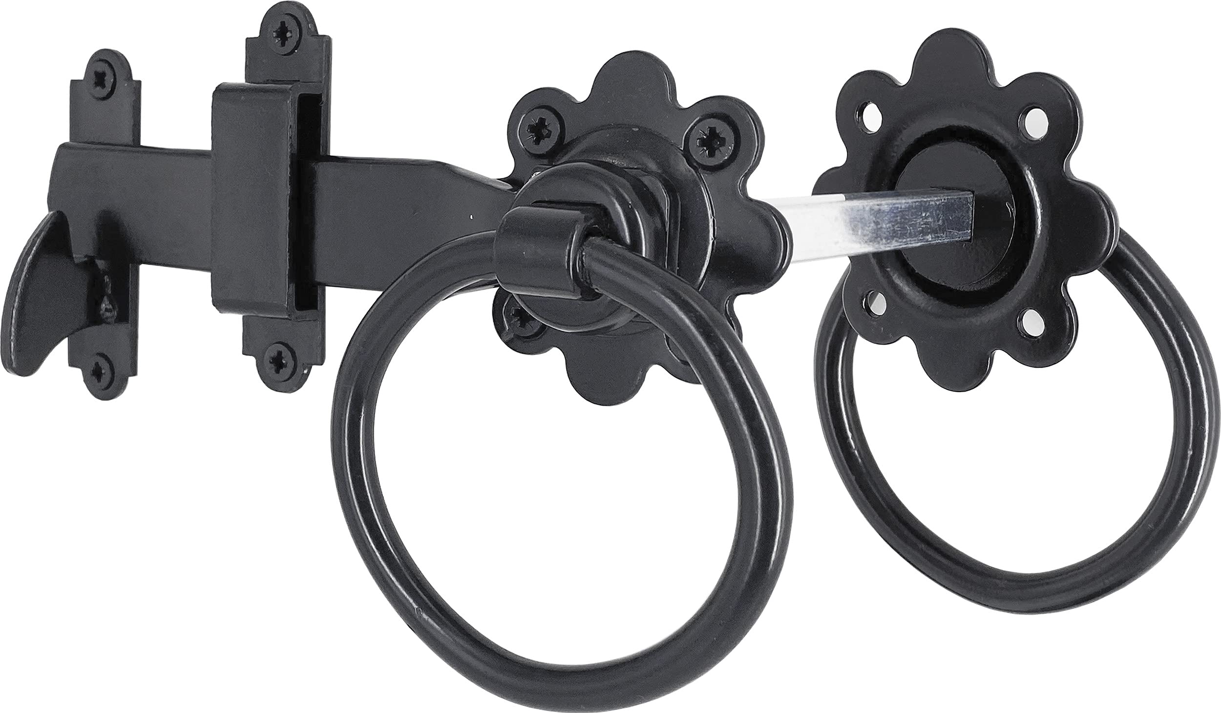 IRONTITE® Ring Gate Latch, Heavy Duty Gate Latch for Wooden Gates, Auto Garden Gate Latch Ideal for Keeping Garden Gates and Doors Shut, Opened from Either Side of Gate (Black)