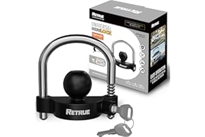 RETRUE Universal Coupler Lock Trailer Locks Ball Hitch Trailer Hitch Lock Adjustable Security Heavy-Duty Steel fits 1-7/8 Inc