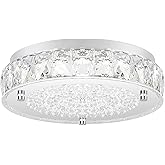 Crystal Chandeliers Flush Mount LED Ceiling Light Fixture, 5000K Daylight White Super Bright 1980LM 11-Inch Dimmable Farmhous