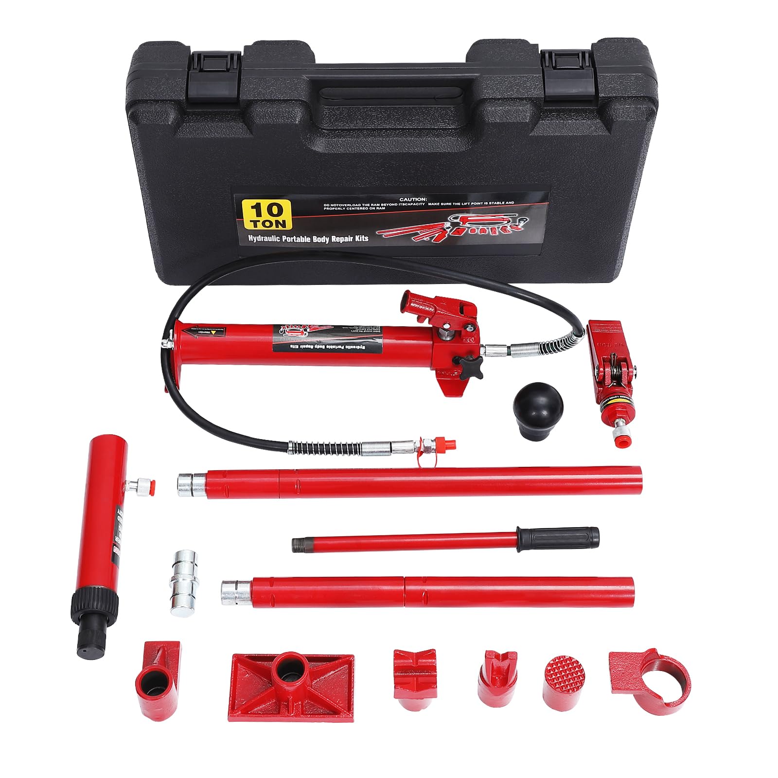 Photo 1 of 10 Ton Hydraulic Jack Kit, Porta Power Kit with Pump with 4.6 ft/1.4 m Oil Hose, Portable Hydraulic Jack with Storage Case for Automotive, Garage, Farm, Heavy Equipment, Mechanic