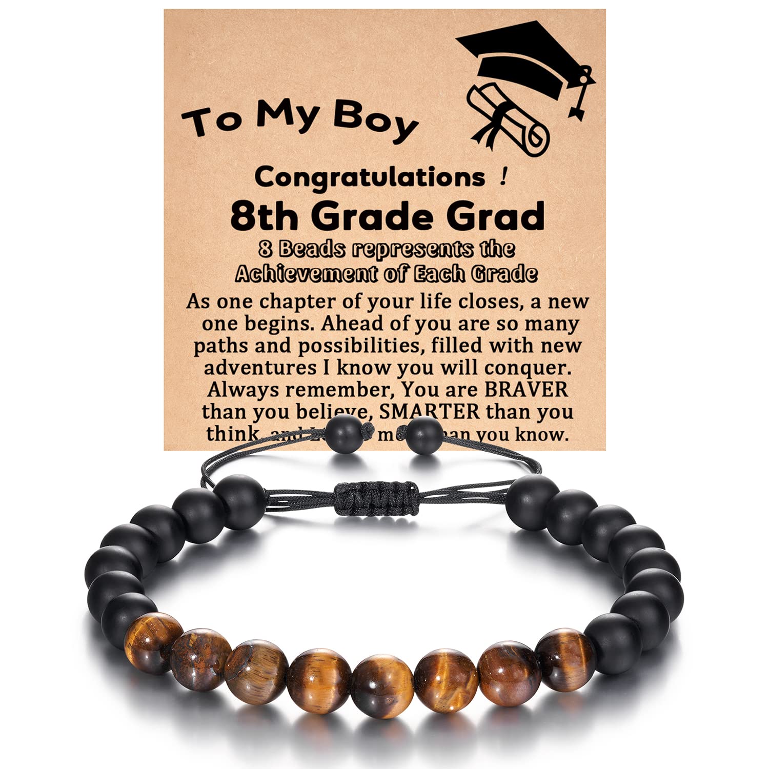 Photo 1 of KINGSIN 8th Grade Graduation Gifts for Him, Graduation Gift Bracelets for Him Son Grandson Brother Nephew Friend Cousi Eighth Grade Grad Gifts