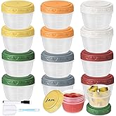 Yomarket 12pcs 2 oz Salad Dressing Container, Reusable Condiment Containers Sauce Cups with Leak-proof Lids, Small Plastic Fo