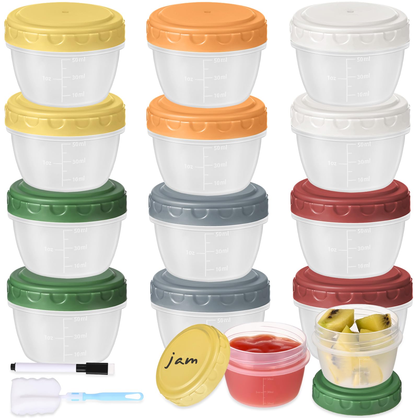 Photo 1 of Yomarket 12pcs 2 oz Salad Dressing Container, Reusable Condiment Containers Sauce Cups with Leak-proof Lids, Small Plastic Food Storage Dip Containers for Lunches, Freezer, Microwave & Dishwasher Safe