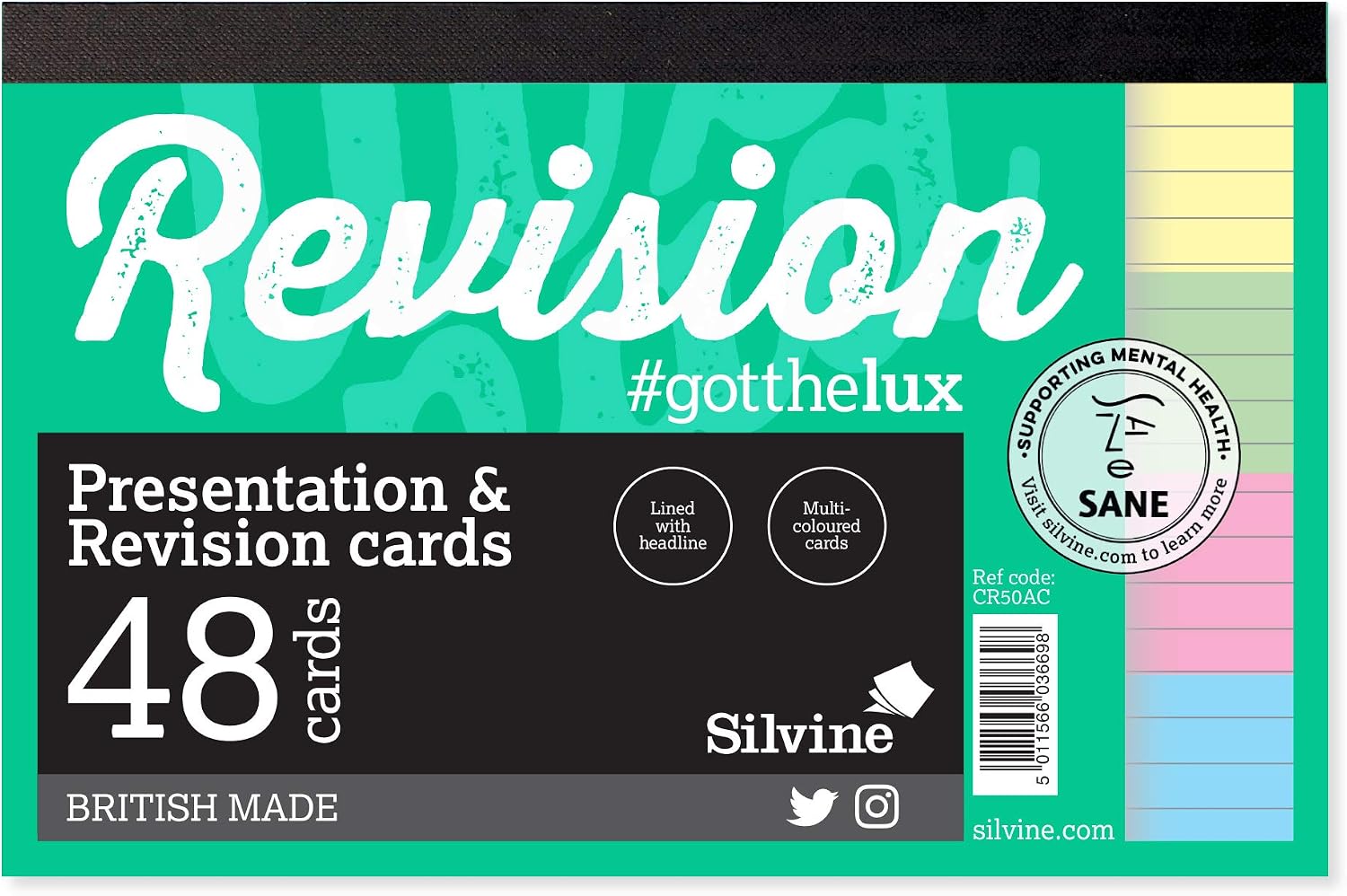 Luxpad A6 Gluebound Revision & Presentation Cards, Assorted Colour, A6 (6 x 4 inches)