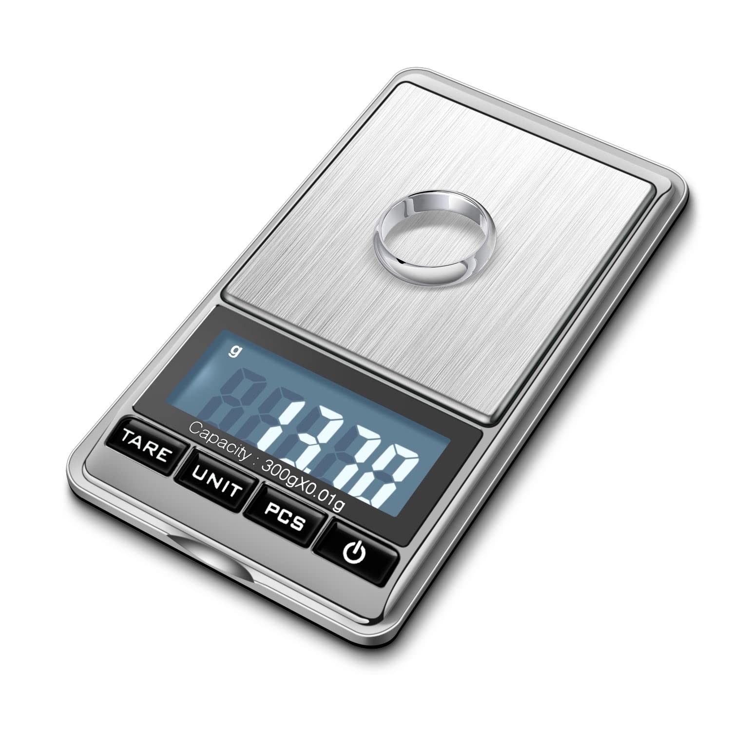 Flexzion Jewelry Small Digital Scale .01 Gram Accuracy - Portable Digital Jewelry Scale Gram & Ounces with 300g Weight Capacity - Micro Scale for Herbs, Gold, Coins with Multi-Unit Conversion