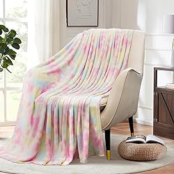 MACEVIA Tie Dye Rainbow Throw Blanket for