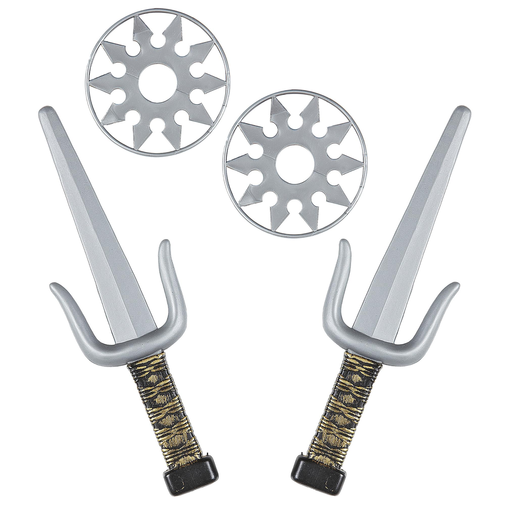 W WIDMANN MILANO Party Fashion - Set of Children's Fake Ninja Weapons, 2 Sai, 2 Shuriken, Samurai, Carnival, Themed Parties