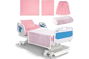 4 Pcs Hospital Bed Sheets Set, Soft Knitted Standard Sheets Quality, Include Fitted Sheet, Quilt Cover, Pillow Case and Blank