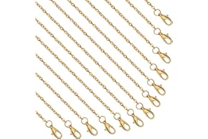 Lemonkey 24 Pack Necklace Chains Bulk,Gold Plated DIY Cable Link Chains for Jewelry Making 18 Inches