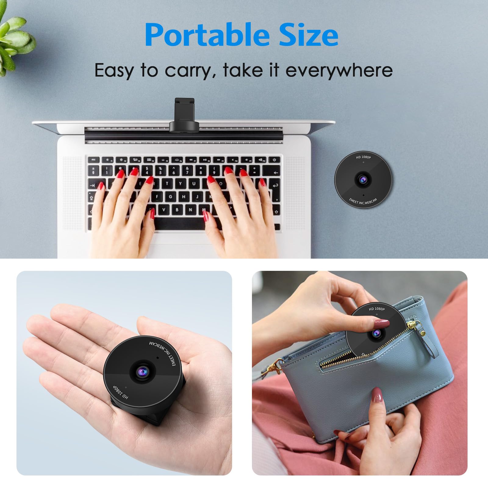 EMEET 1080P Webcam - USB Webcam with Microphone & Physical Privacy Cover, Noise-Canceling Mic, Auto Light Correction, Fixed Focus, C950 Ultra Web Cam w/ 70°View for Meeting/Online Classes/Zoom/YouTube