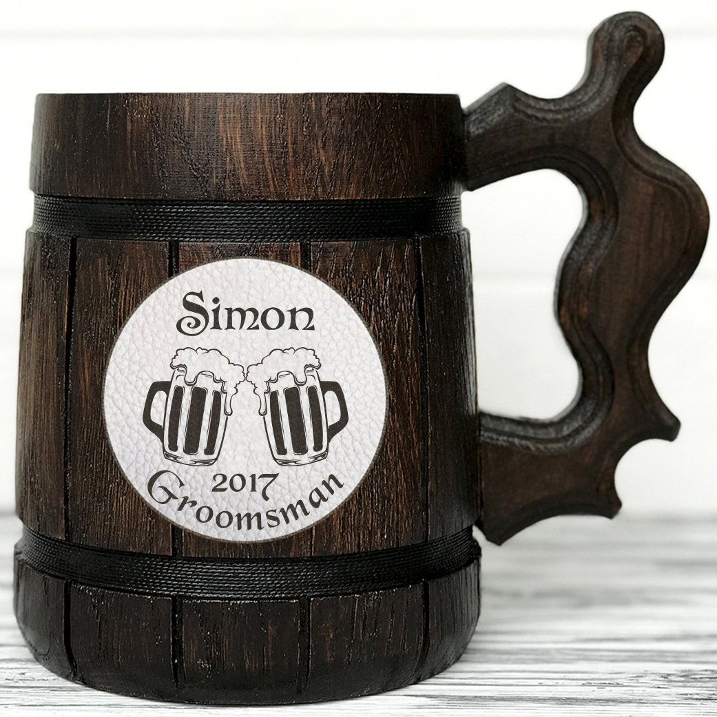 Personalized Wooden Beer Mug. Personalized Best Man Gift