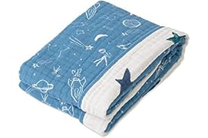 Red Rover Kid Breathable Cotton Muslin Baby Quilt (Sun Moon Stars)
