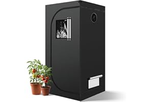 iPower 31" x 31" x 63" Grow Tent, Hydroponic Water-Resistant Tent with Observation Window, Removable Floor Tray and Tool Bag, for Indoor Plant Seedling, Propagation, Blossom, Black