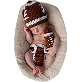 Terriboo Baby Photography Outfits Crochet Knitted Football Player Outfits Newborn Photo Sports Costume 0-1 Month