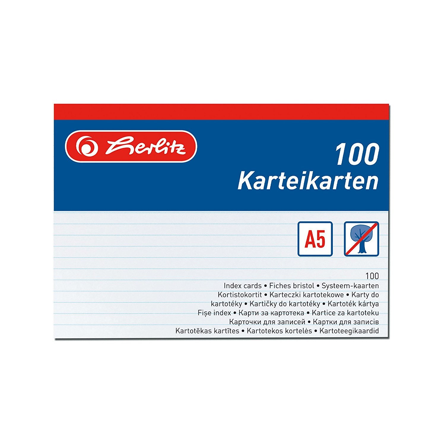 Herlitz 1150507 Index Cards A5, Pack of 100, White (White, Quantity: 2 Packs)