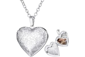 U7 Custom Photo Locket Necklace - Oval & Heart Shaped Locket - Gold/Silver/Rose Gold Personalized Image Necklaces for Women