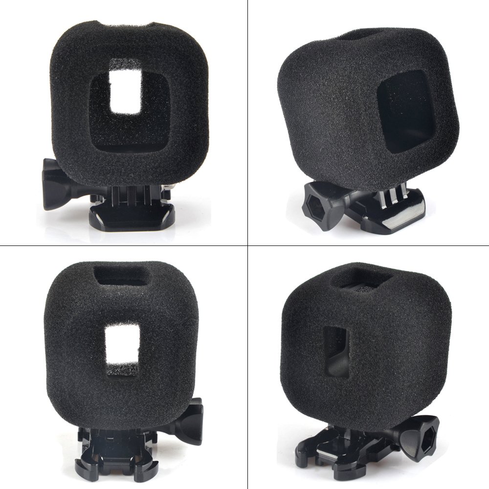 MyArmor Protective Frame Housing Case Skeleton with Screw + High Density Windproof Noise Reduction Sponge Foam Windscreen Windshield Windproof Case Cover for Gopro Hero 4/5 Session