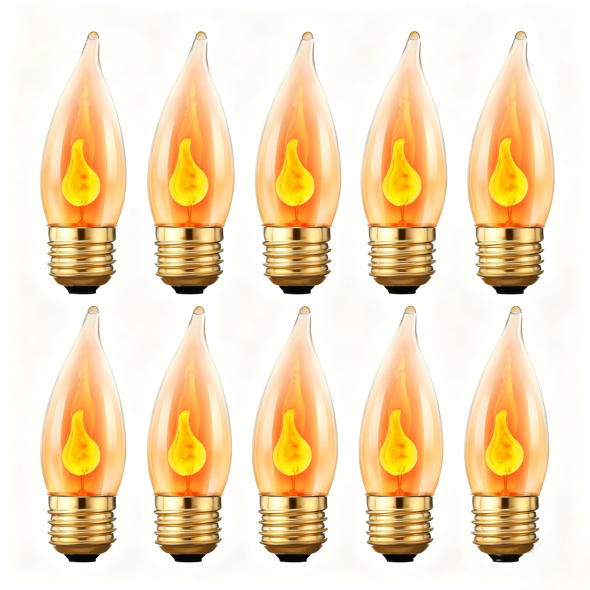 Photo 1 of 10Pack Upgraded Flame Light Bulbs, E26 Flickering Fire Light Bulbs Flame Candle for Halloween Christmas Party Patio Porch Home Indoor & Outdoor Decorations