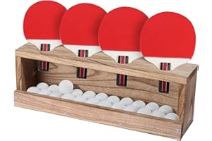 ANZHIRUOSU Premium Natural Wood Ping Pong Paddle Holder - Stylish Ping Pong Accessories & Ping Pong Ball Holder - Ideal Pickleball Paddle Rack - Compact Size 4.3 x 5.7 x 16.9 for Organized Storage