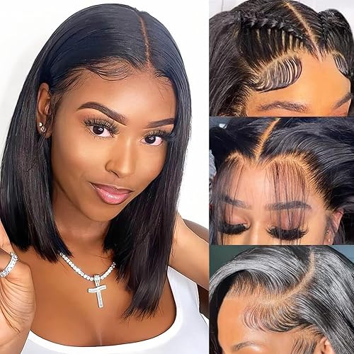 Bob Wig Human Hair, 13x4 HD Lace Front Wigs, 12Inch Glueless  display picture 1